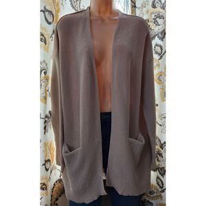 Universal Thread Cardigan Tunic Knit Sweater Womens Size Large Tan Pockets Warm